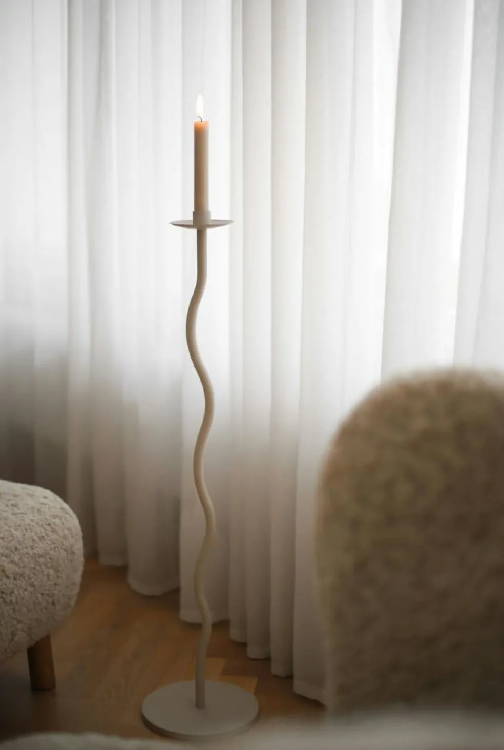 Curved Candle Holder 85 cm, Sand