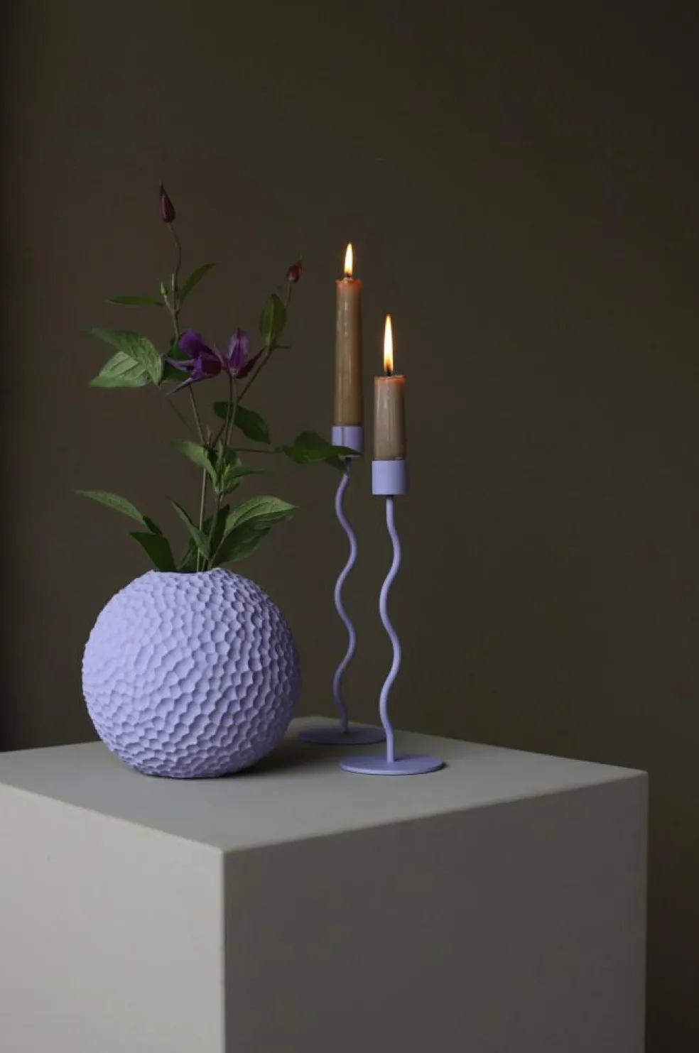 Curved Candle Holder 85 cm, Sand