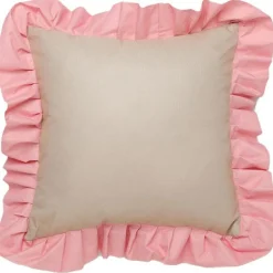 Cushion With Ruffle Outdoor 61x61 cm, Black / White