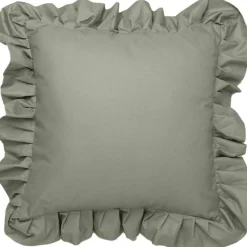 Cushion With Ruffle Outdoor 61x61 cm, Black / White