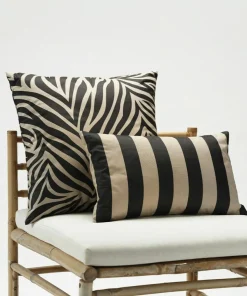Cushion With Stripes Outdoor 30x50 cm, Black / Beige