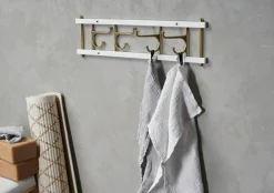 Decorative Hook Rail Maxi 4, White / Brass