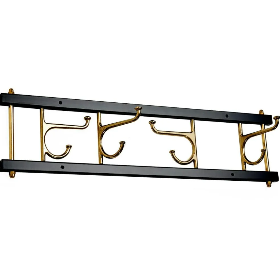 Decorative Hook Rail Maxi 4, White / Brass