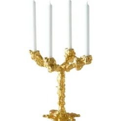 Drip Candle Holder 4 Arms, Gold