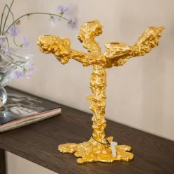 Drip Candle Holder 4 Arms, Gold