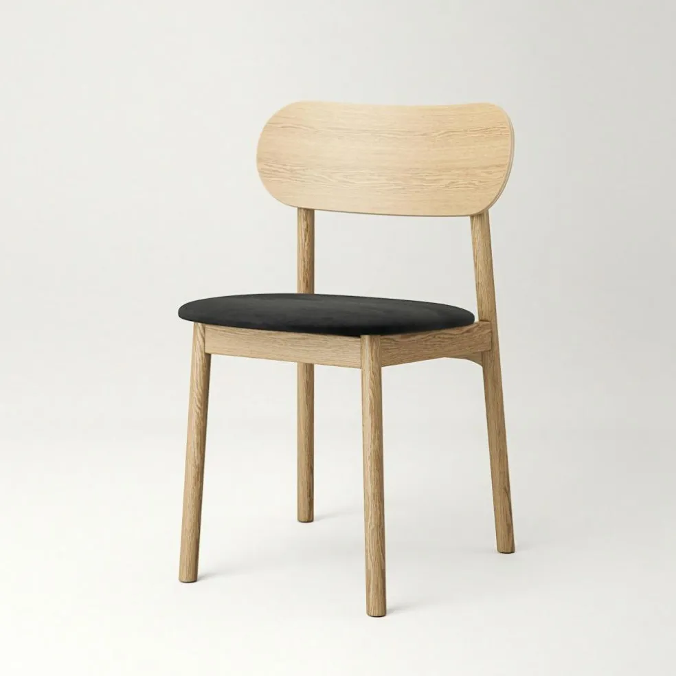 Elephant Chair, Natural Oak / Black Leather