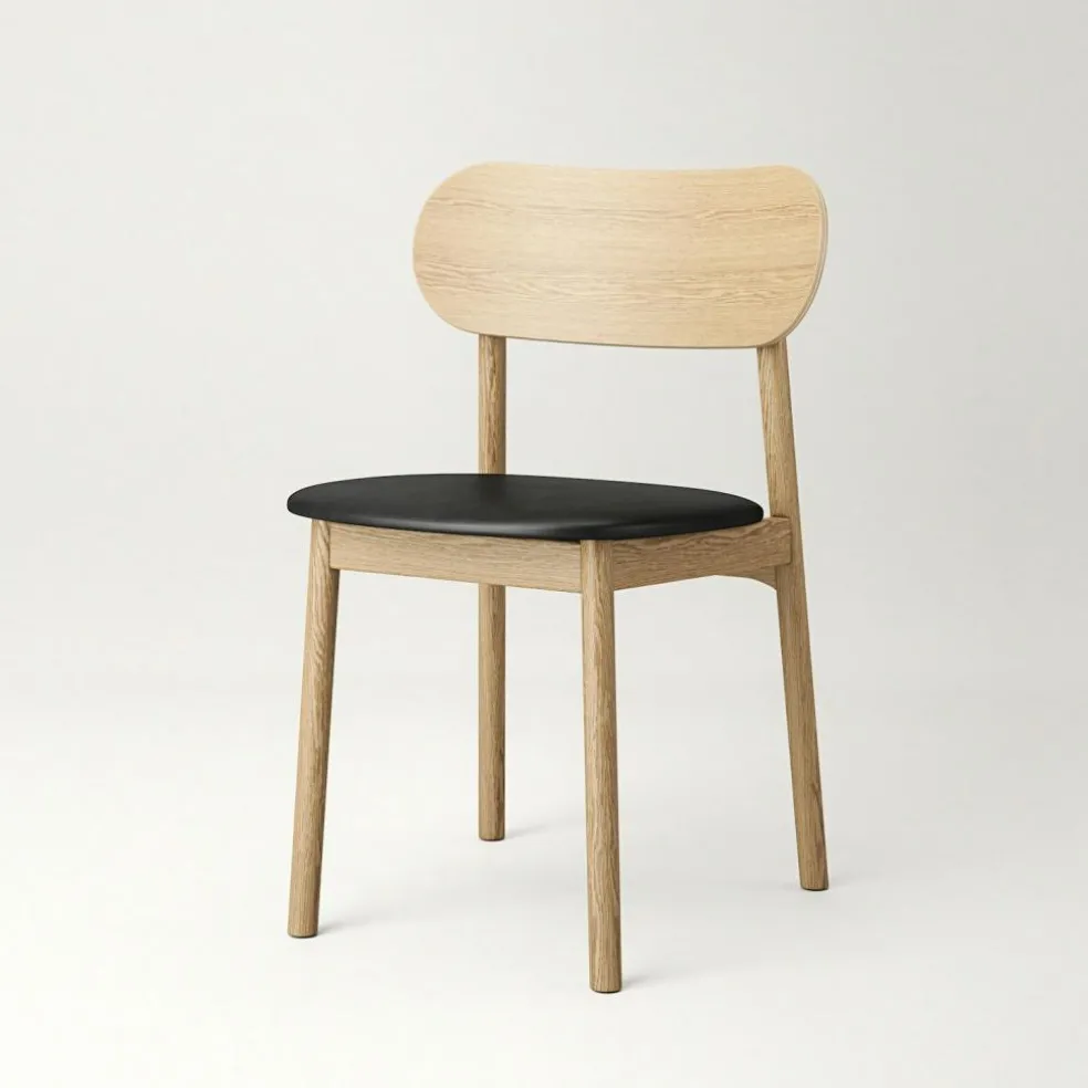 Elephant Chair, Natural Oak / Black Leather