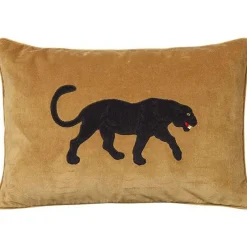 Embroidered Black Panther Cushion Cover 40x60 cm, Aqua