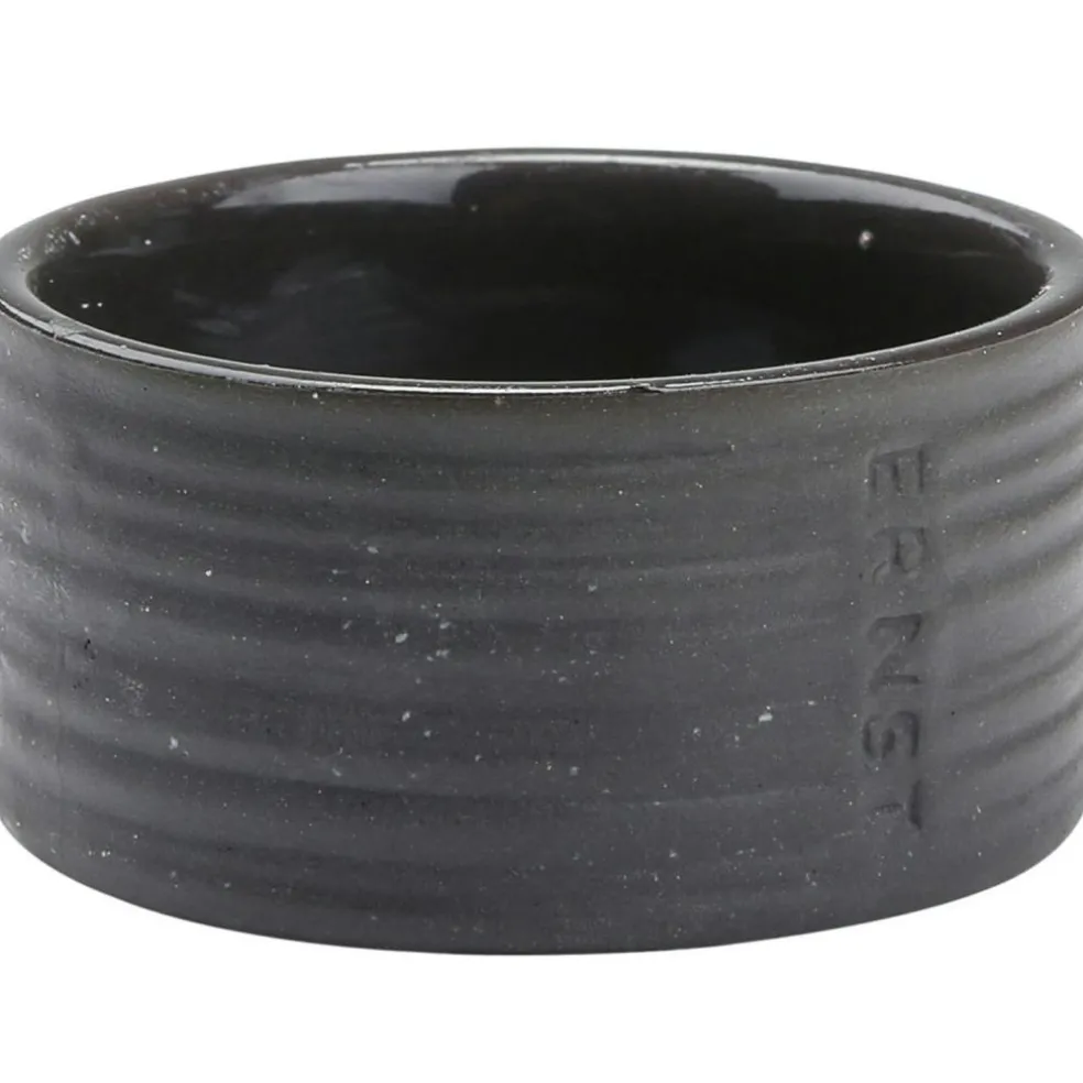 Ernst Candle Holder Stoneware, Dark Grey