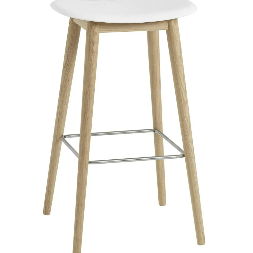 Fiber Bar Stool Wood 75 cm, Natural White / Oak