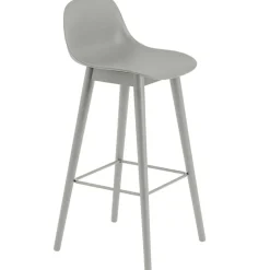 Fiber Bar Stool Wood With Backrest 65 cm, Natural White / Oak