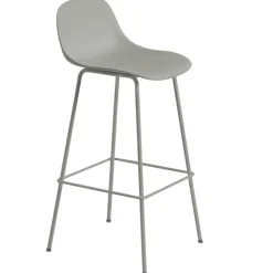 Fiber Tube Bar Stool With Backrest 75 cm, Natural White / White