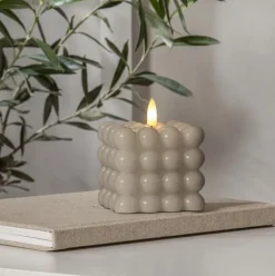 Flamme Dot Pillar Candle LED, Beige