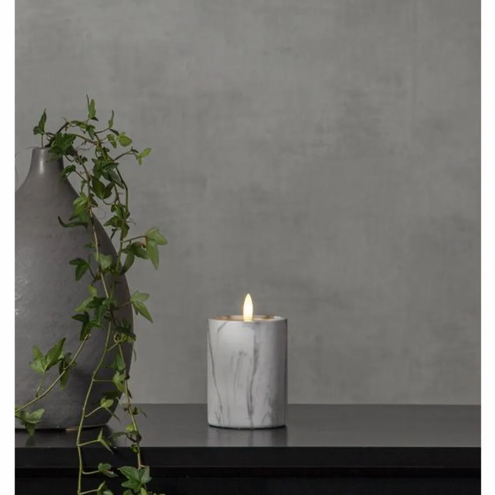 Flamme LED Pillar Candle Marble, 7,5 cm