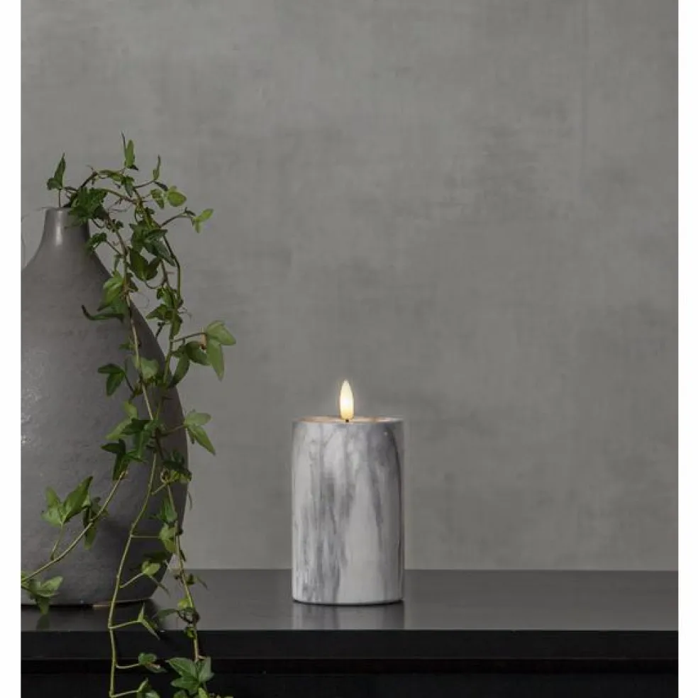 Flamme LED Pillar Candle Marble, 7,5 cm