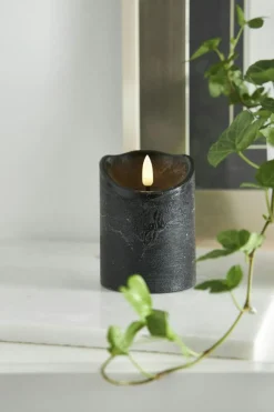 Flamme Rustic LED Pillar Candle Black, 10 cm