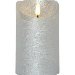 Flamme Rustic LED Pillar Candle Silver, 10 cm