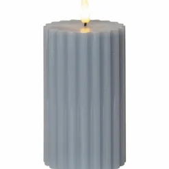 Flamme Stripe Pillar Candle LED 15 cm, White