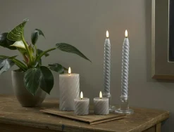 Flamme Swirl LED Antique Candle 25 cm 2-pack, White