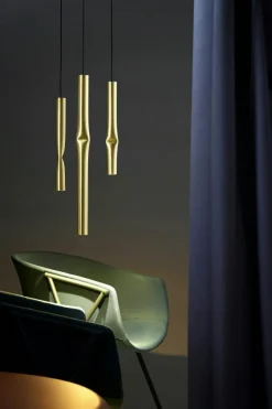 Flow T-3735S Pendant, Satin Gold / Black