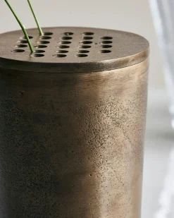 Flow Vase 18xØ9, Browned brass