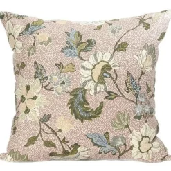 Flower Linen Cushion Cover 50x50 cm, Dusty Pink