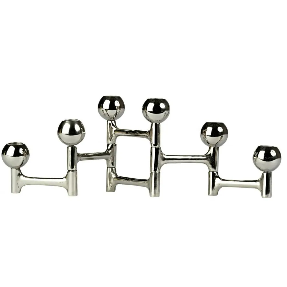 Folding Round Candleholder, Nickel