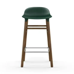 Form Bar Stool Walnut Base, 65cm, Green