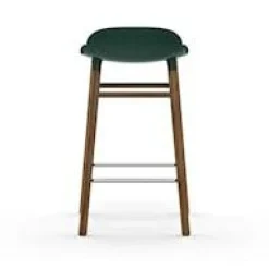 Form Bar Stool Walnut Base, 65cm, Green