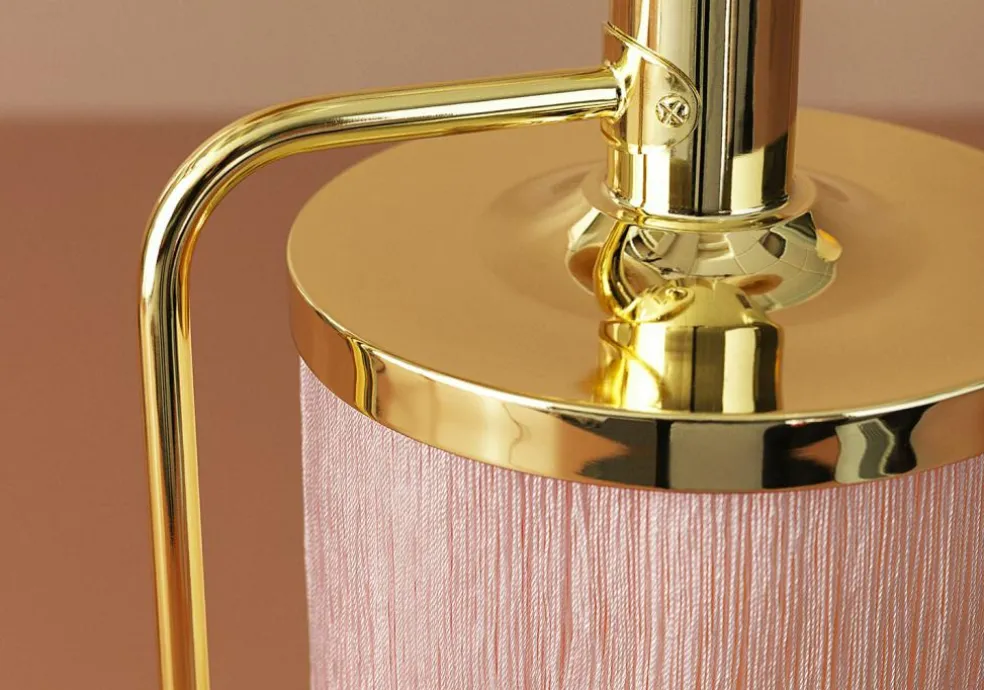 Fringe Floor Lamp, Pale Pink