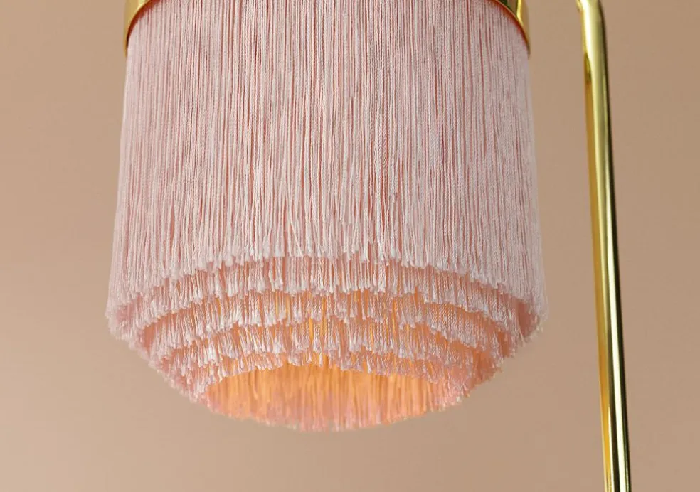 Fringe Floor Lamp, Pale Pink