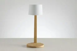 Gaia Table Lamp Portable Teak, Rubelli Biliardo