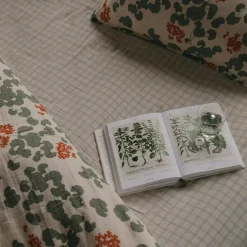 Gingham Sky Blue Muslin Fitted Sheet Double, 140x200 cm