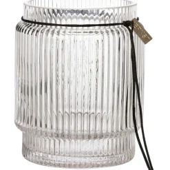 Glass Vase / Candle Holder With Fluted Structure H28 cm