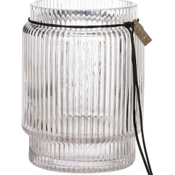 Glass Vase / Candle Holder With Fluted Structure H28 cm
