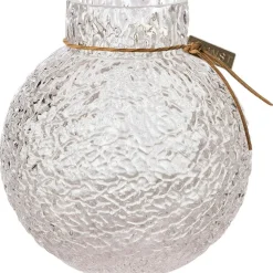 Glass Vase Round With Patterned Structure H10 cm