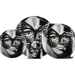 Golden Butterfly B&W Tray, 46 cm