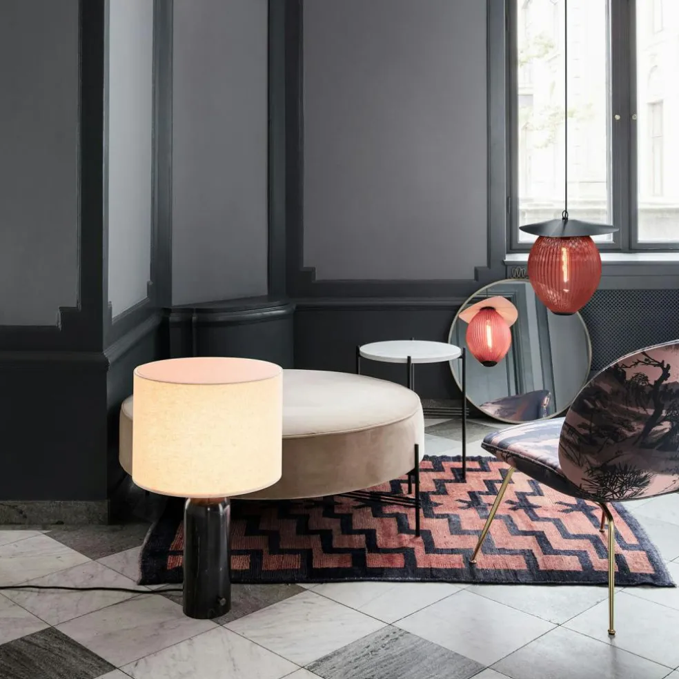 Gravity Table Lamp Large, White Marble / White