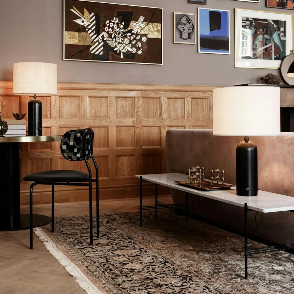 Gravity Table Lamp Large, White Marble / White