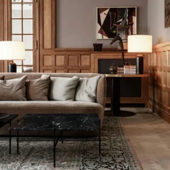 Gravity Table Lamp Small, Black Marble / Canvas