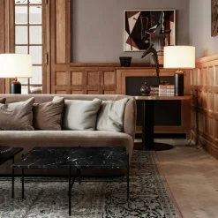 Gravity Table Lamp Small, Black Marble / Canvas