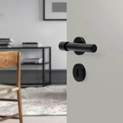 Helix 200 Plain Euro standard Door Handle, Matte Black