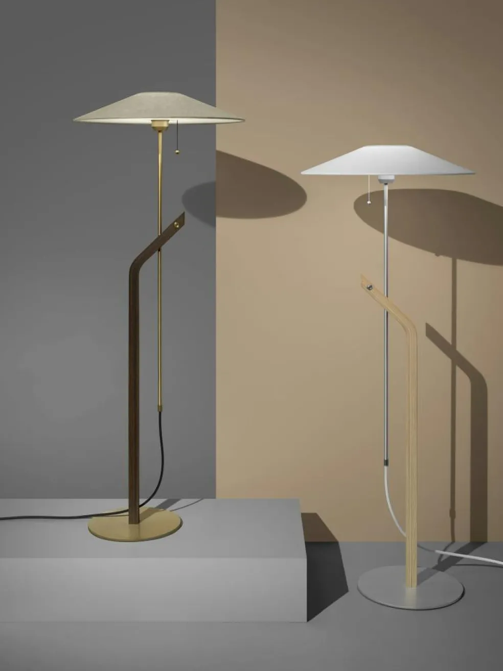 Hockey Floor Lamp, Smoked Oak