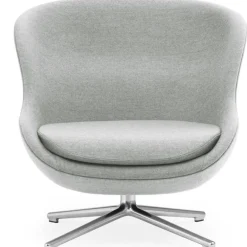 Hyg Armchair Low With Swivel Base, Brandy Leather / Aluminium