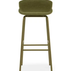 Hyg Bar Stool 75 cm, Upholstered Front, Olive