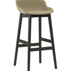 Hyg Bar Stool 75 cm, Upholstered Front, Olive / Black Oak