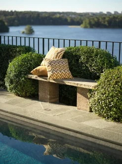 Ikat Bangalore Outdoor Cushion 50x50 cm, Beige/Shitake