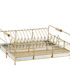 Iron dish rack with drip tray