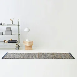 Jute/Leather Rug 75x200, Dark Grey