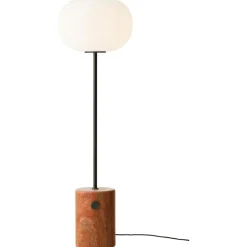 JWDA Floor Lamp, Red Travertine / Bronzed Brass